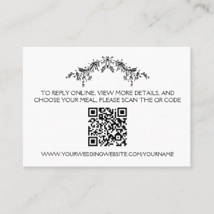 Black & White Floral Minimalist Wedding Info    Business Card