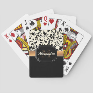 Black & White Floral Playing Cards