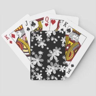 black white floral playing cards