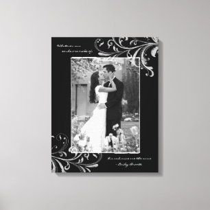 Black White Floral Portrait Photo Template Picture Canvas Print