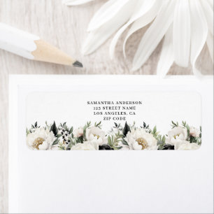 Black White Floral Return Address Label