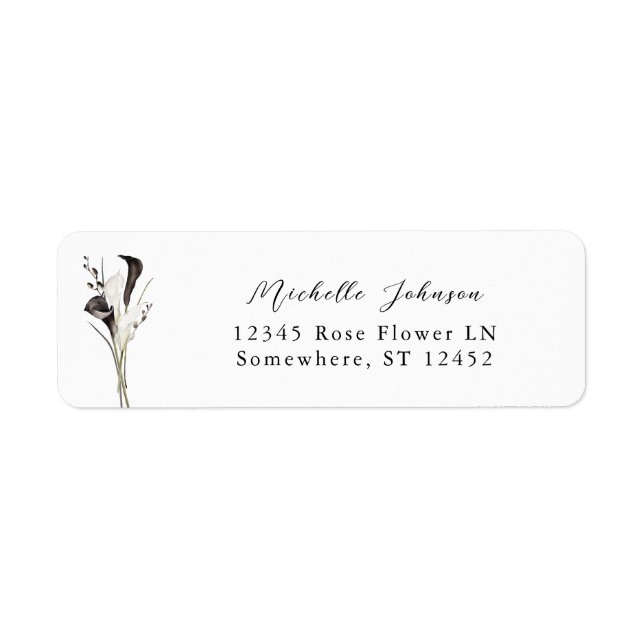 Black & White Floral Return Address Label 3 (Front)
