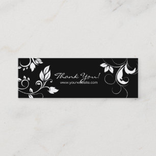 Black White Floral Swirls business card bookmark