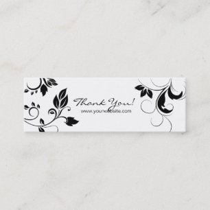 Black White Floral Swirls business card bookmark 3