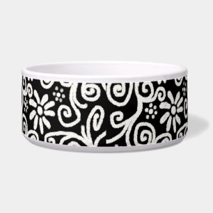 Black White Floral & Swirls Flowers Flower Swirl