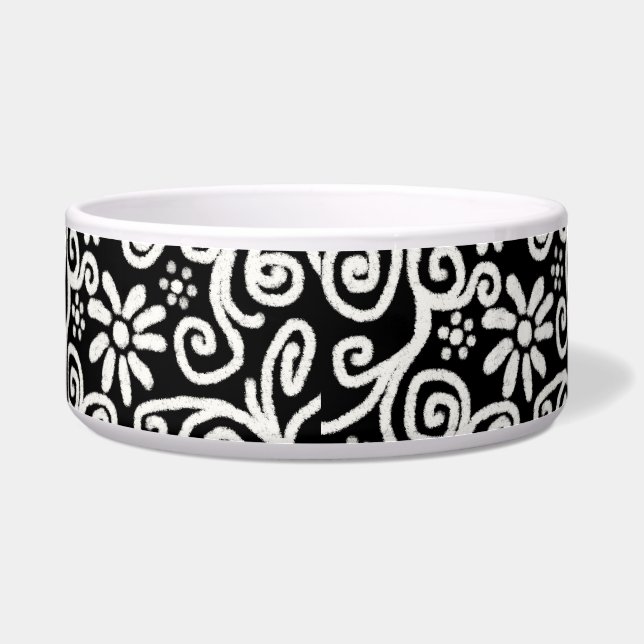 Black White Floral & Swirls Flowers Flower Swirl (Front)