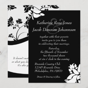 Black & White Floral Wedding Invitation