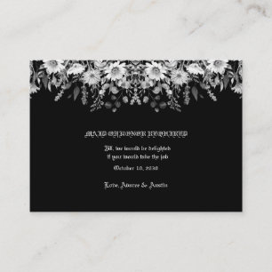 Black White Floral Wedding Maid of Honour Enclosure Card