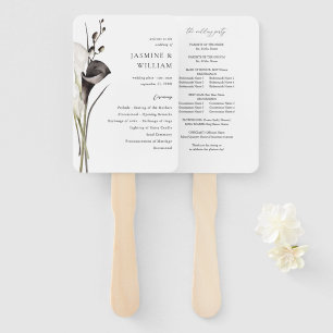 Black & White Floral Wedding Program Hand Fan