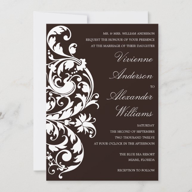 BLACK & WHITE FLOURISH | WEDDING INVITATION (Front)