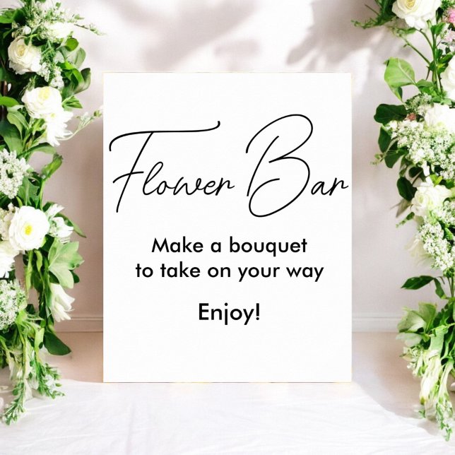Black White Flower Bar Bridal Shower Poster (Creator Uploaded)