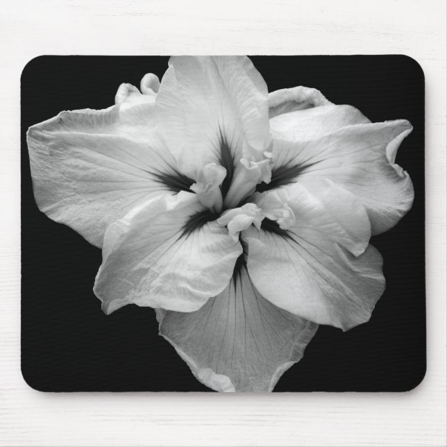 Black & White Flower Mouse Pad (Front)