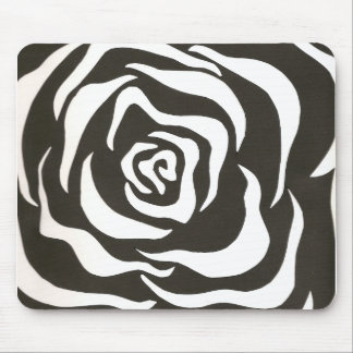 black & white flower mouse pad