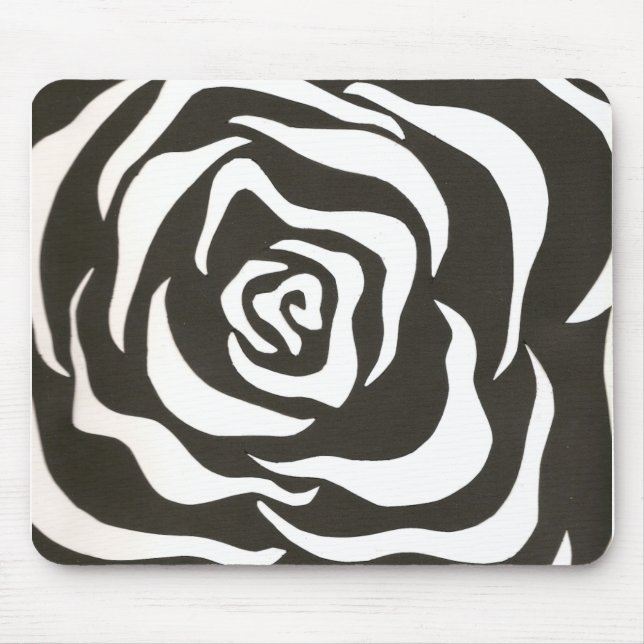 black & white flower mouse pad (Front)