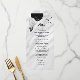 black & white flowers beautiful wedding  menu