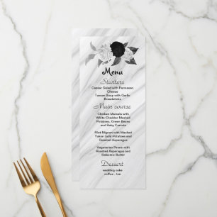 black & white flowers beautiful wedding menu