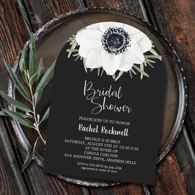 Black White Flowers Bridal Shower Arch Invitation (Black and white flowers bridal shower arch-top invitations - INSTANT DOWNLOAD, PRINTED and or both!)