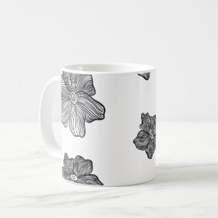 Black & White Flowers Coffee Mug 