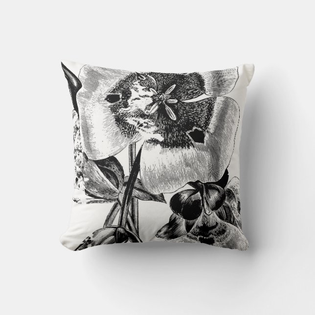Black&White flowers Cushion (Front)