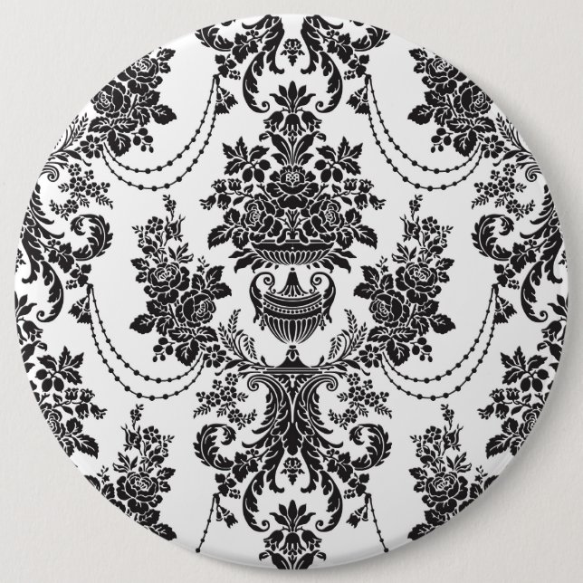 Black & White Flowers Pattern 2 6 Cm Round Badge (Front)