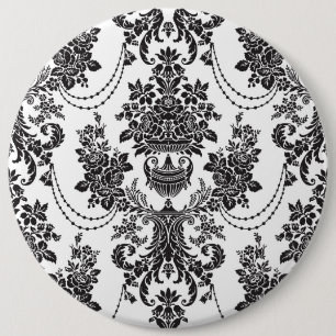Black & White Flowers Pattern 2 6 Cm Round Badge