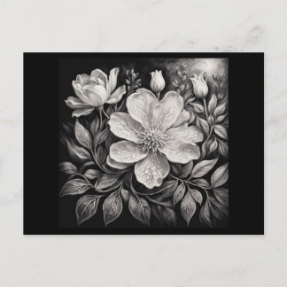 Black & White Flowers Postcard