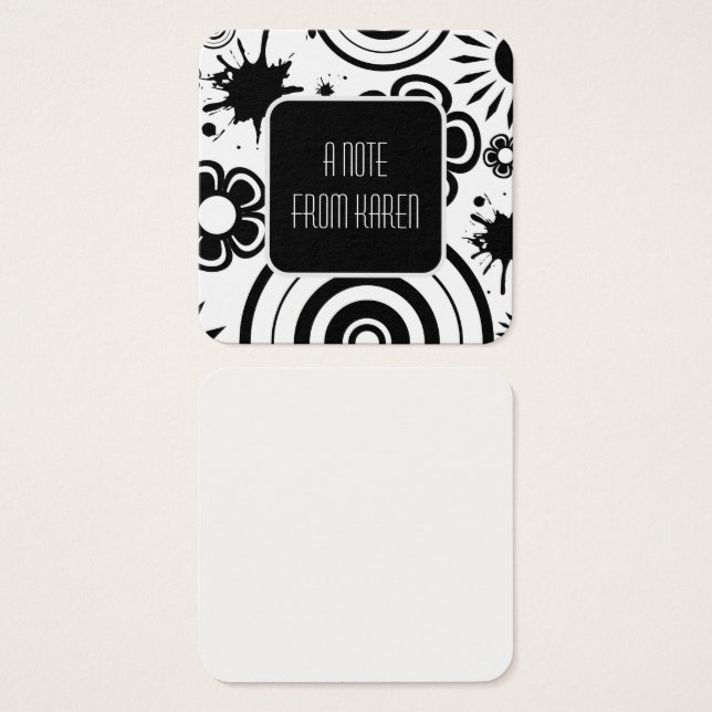 Black & White Flowers, Splashes & Rings Notes (Front & Back)