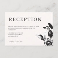 Black & White flowers wedding reception info