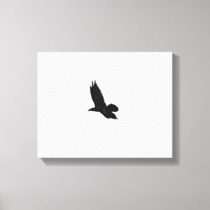 Black & White Flying Black Raven 11x14 Canvas Print