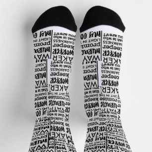 BLACK & WHITE FONT DISIGN Crew Socks