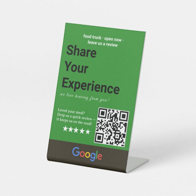 Black & White Forest Share Your Experience QR Code Pedestal Sign (Front)