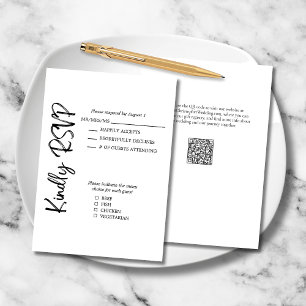Black White Formal Bold Script Wedding Formal RSVP Card