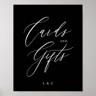 Black White Formal Calligraphy Wedding Cards Gifts Poster