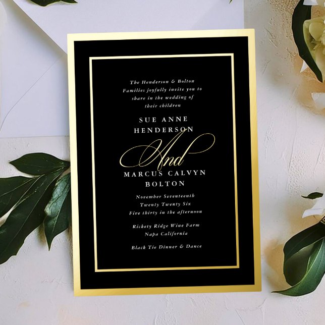 Black & White Formal Calligraphy Wedding Gold (Creator Uploaded)