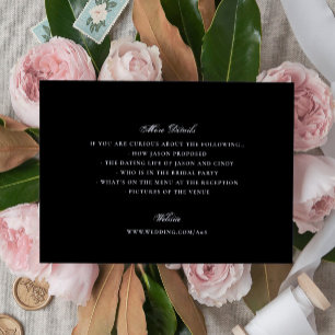 Black White Formal Classic Elegant Wedding Enclosure Card