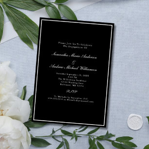 Black White Formal Elegant Wedding Engagement Invitation
