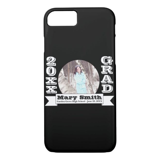 Black & White Formal Graduation Announcement Case-Mate iPhone Case (Back)