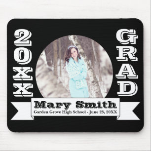Black & White Formal Graduation Announcement Mouse Pad