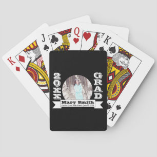 Black & White Formal Graduation Announcement Playing Cards
