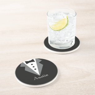 Black White Formal Tuxedo Father's Day Coaster