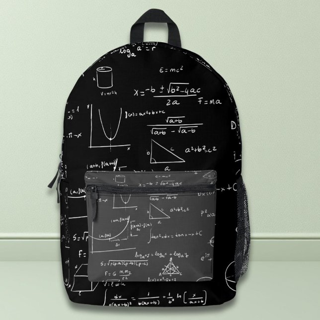 Black White Formulas Equations Graphics Math Printed Backpack (Creator Uploaded)