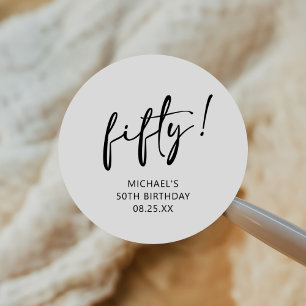 Black & White Forty 50th Birthday Classic Round Sticker