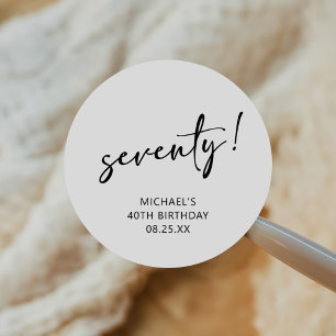 Black & White Forty 70th Birthday Classic Round Sticker