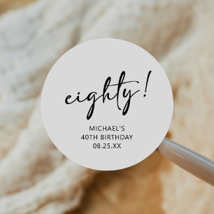 Black & White Forty 80th Birthday Classic Round Sticker