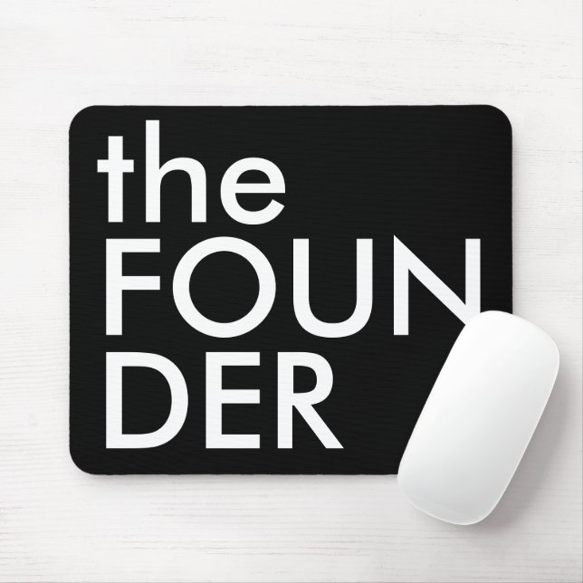 Black White FOUNDER Bold Executive Typography Mouse Pad (With Mouse)