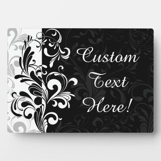 Black White Fountain Swirl Party Plaque (Front)
