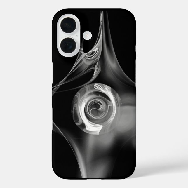 BLACK WHITE FRACTAL ROSE Case-Mate iPhone CASE (Back)