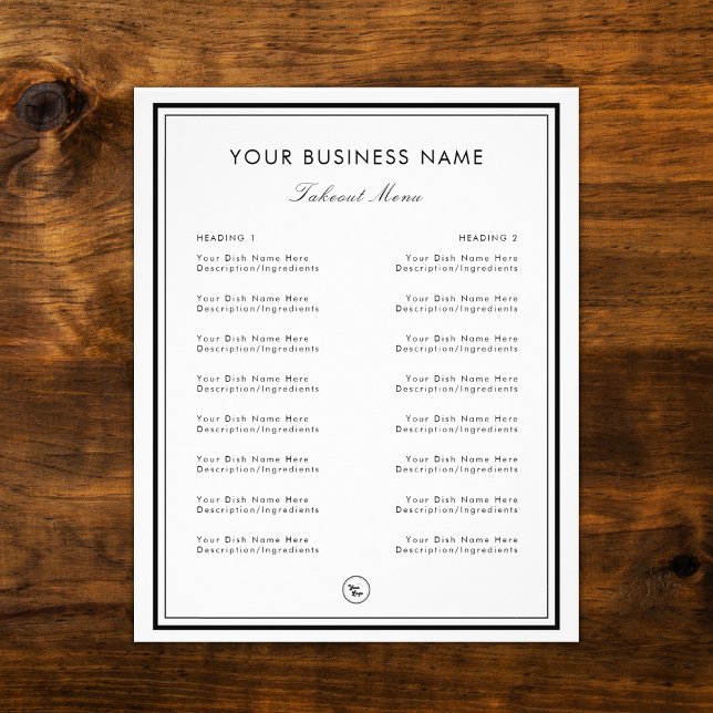 Black White Frame Border Restaurant Cafe Takeout Flyer (Creator Uploaded)