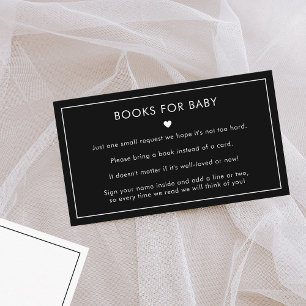 Black White Frame Minimalist Books for Baby Shower Enclosure Card