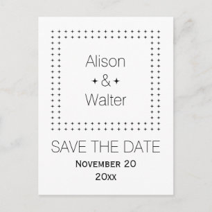 Black, white frame simple wedding Save the Date Announcement Postcard